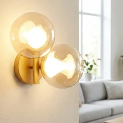 Applique Da Parete-Selezionato da Mazzolaluce Applique led da parete oro sfere di vetro cristallo contemporaneo