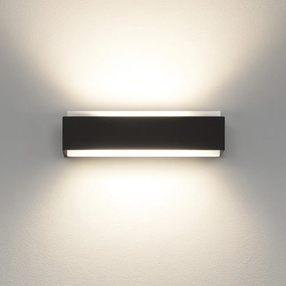 Applique Da Parete-Top Light Applique led nera bios dm rettangolare