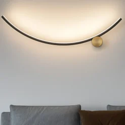 Applique Da Parete-Selezionato da Mazzolaluce Applique led nero oro 14w 3000k per soggiorno moderno