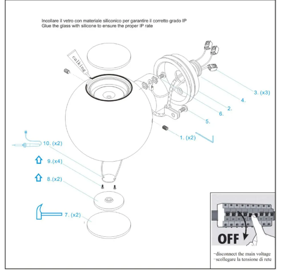Applique Da Parete-Vivida International Applique led sfera bianca biemissione 3w 3000k 4000k dimmerabile vivida sky fall