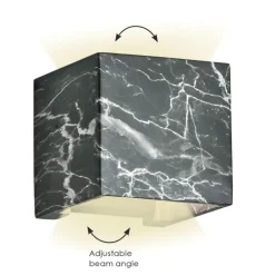 Applique Da Parete-Selezionato da Mazzolaluce Applique led 13w 3000k cubo effetto marmo nero striature bianche fp