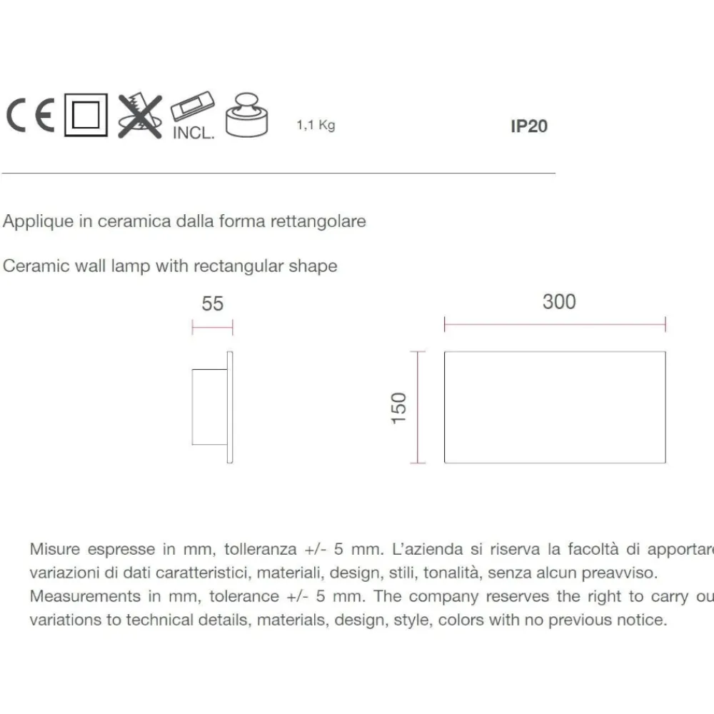 Applique Da Parete-Selezionato da Mazzolaluce Applique led 24w 2700k gesso cristaly bianco rettangolare