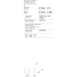 Applique Da Parete-Affralux Applique led 19w 3000k moderna bianco quattro