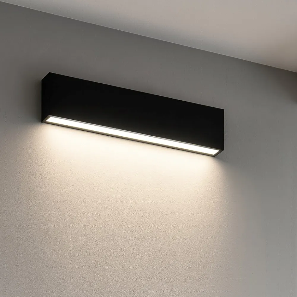 Applique Da Parete-Linea Light Applique led 14w 3000k mono emissione nero box w1