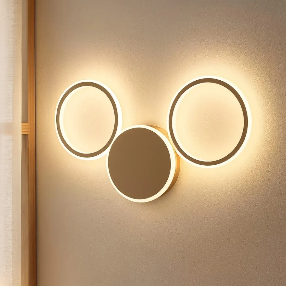 Applique Da Parete-Ondaluce Applique led 20w 3000k ap pois oro design moderna