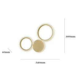 Applique Da Parete-Ondaluce Applique led 20w 3000k ap pois oro design moderna