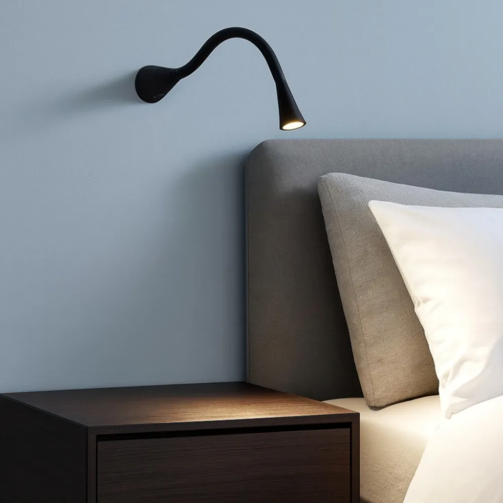 Applique Camera Da Letto-Linea Light Applique led 2w 3000k orientabile nero con interruttore snake w1