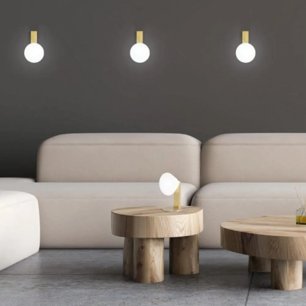 Applique Da Parete-Vivida International Applique led 6w 3000k oro vetro bianco dimmerabile vivida madame
