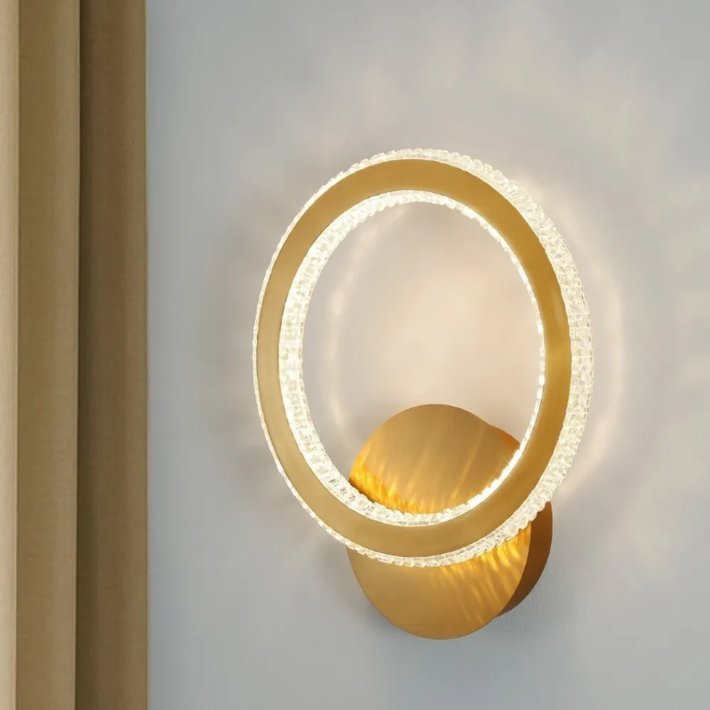 Applique Da Parete-Selezionato da Mazzolaluce Applique led 19w 3000k per soggiorno cerchio oro