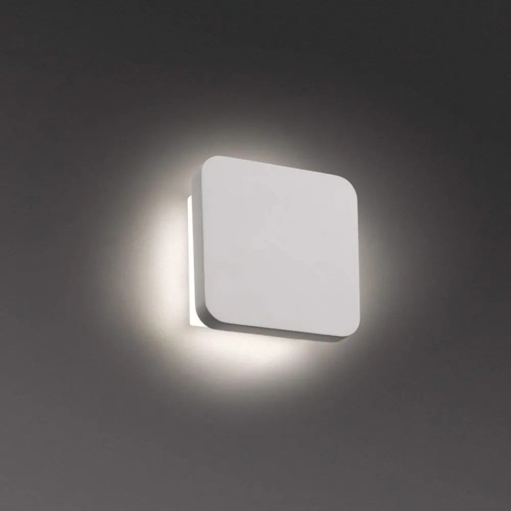 Applique Da Parete-Selezionato da Mazzolaluce Applique led 8w 2700k quadrato bianco in gesso
