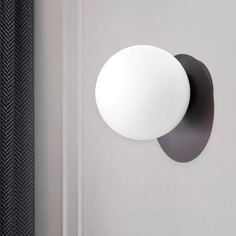Applique Da Parete-Vivida International Applique led 12w 3000k vivida pearl bronzo sfera vetro bianco