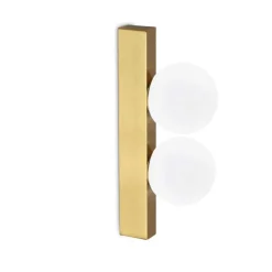 Applique Da Parete-Ideal Lux Applique led 6w ping pong ap2 ottone sfere vetro bianco opaco