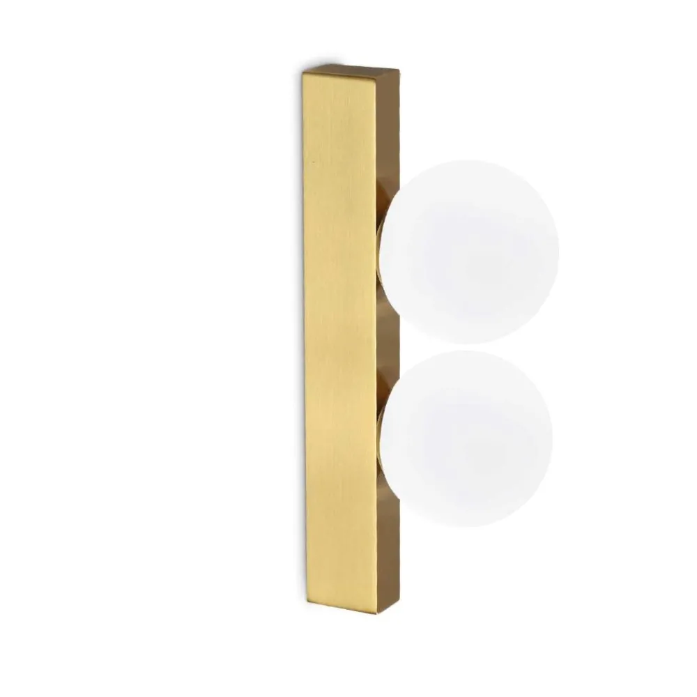 Applique Da Parete-Ideal Lux Applique led 6w ping pong ap2 ottone sfere vetro bianco opaco