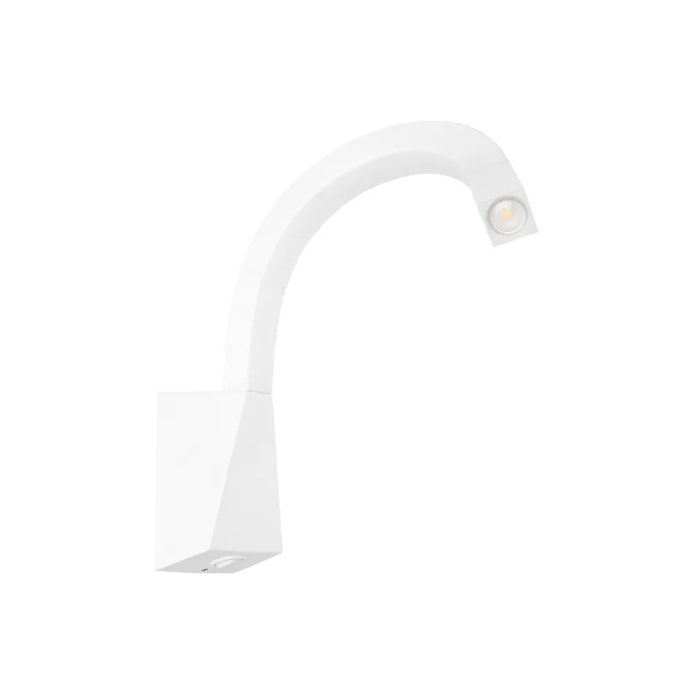 Applique Camera Da Letto-Linea Light Applique snake w3 con interruttore squadrato bianco
