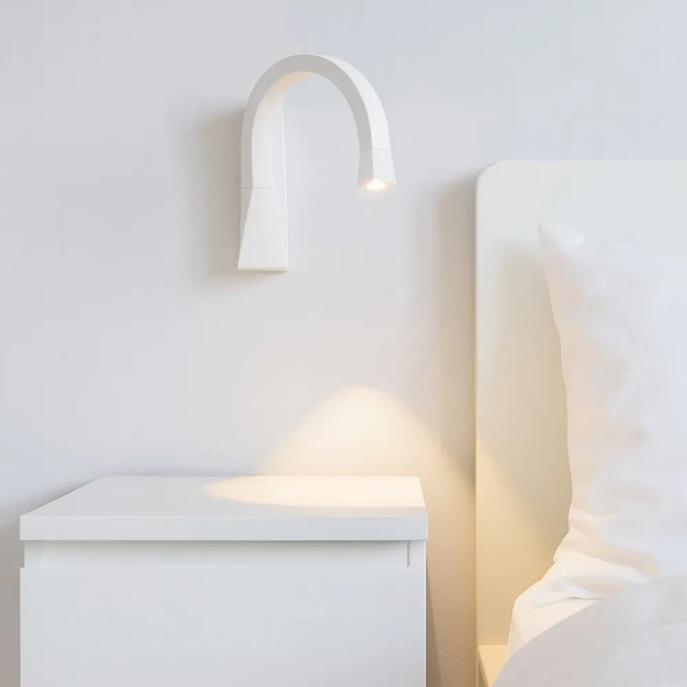 Applique Camera Da Letto-Linea Light Applique snake w3 con interruttore squadrato bianco
