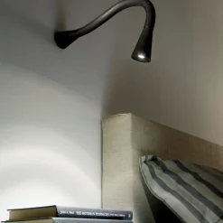 Applique Camera Da Letto-Linea Light Applique snake w1 orientabile nero led 2w 3000k