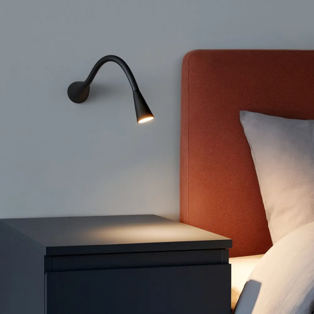 Applique Camera Da Letto-Linea Light Applique snake w1 orientabile nero led 2w 3000k