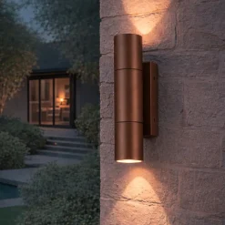 Applique Da Esterno-Selezionato da Mazzolaluce Applique luce da esterno biemissione marrone cilindro anti corrosione ip65