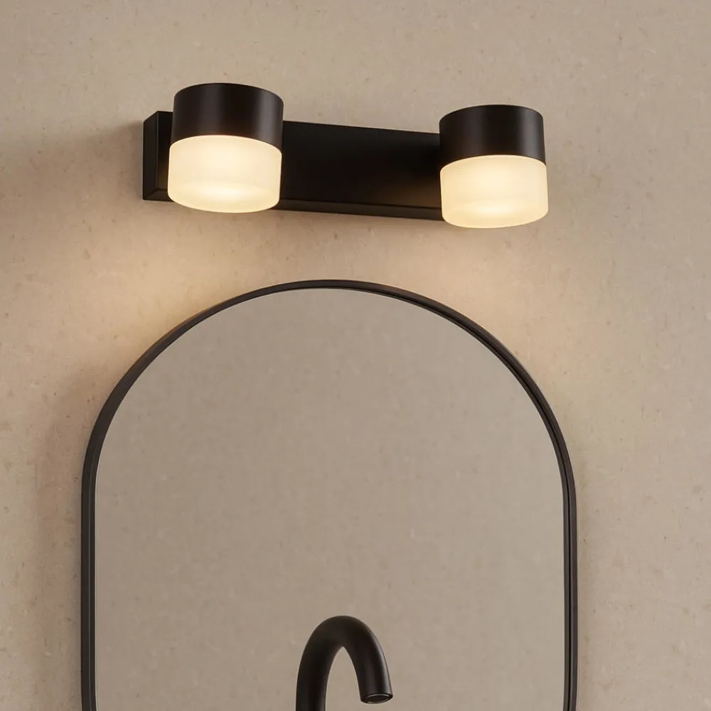 Applique Da Bagno-Selezionato da Mazzolaluce Applique 2 luci orientabili nera per specchio da bagno