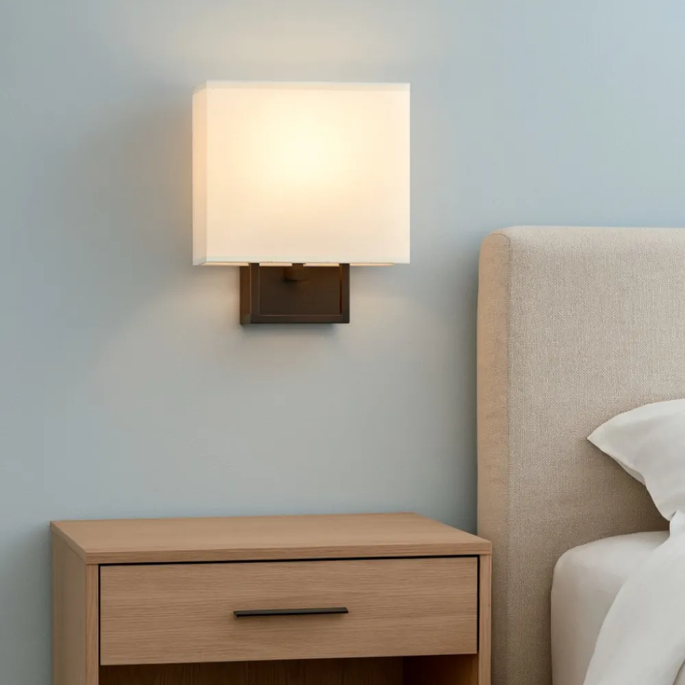 Applique Camera Da Letto-Selezionato da Mazzolaluce Applique marrone per comodini con interruttore paralume rettangolare