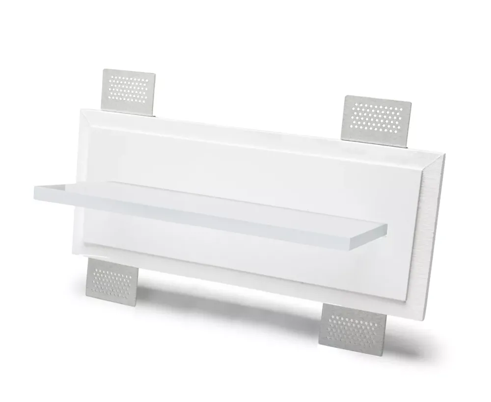 Applique Da Parete-Selezionato da Mazzolaluce Applique mensola in vetro gesso 30cm luminosa 5w 2700k da incasso