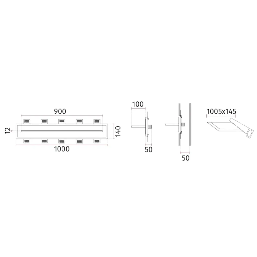 Applique Da Parete-Selezionato da Mazzolaluce Applique mensola luminosa da incasso vetro led 19w 4000k