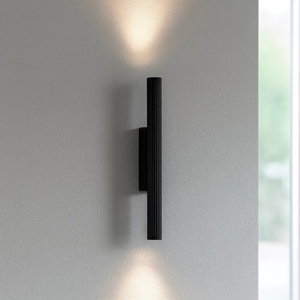 Applique Da Parete-Selezionato da Mazzolaluce Applique moderna cilindro rigato nero led 11w 3000k biemissione