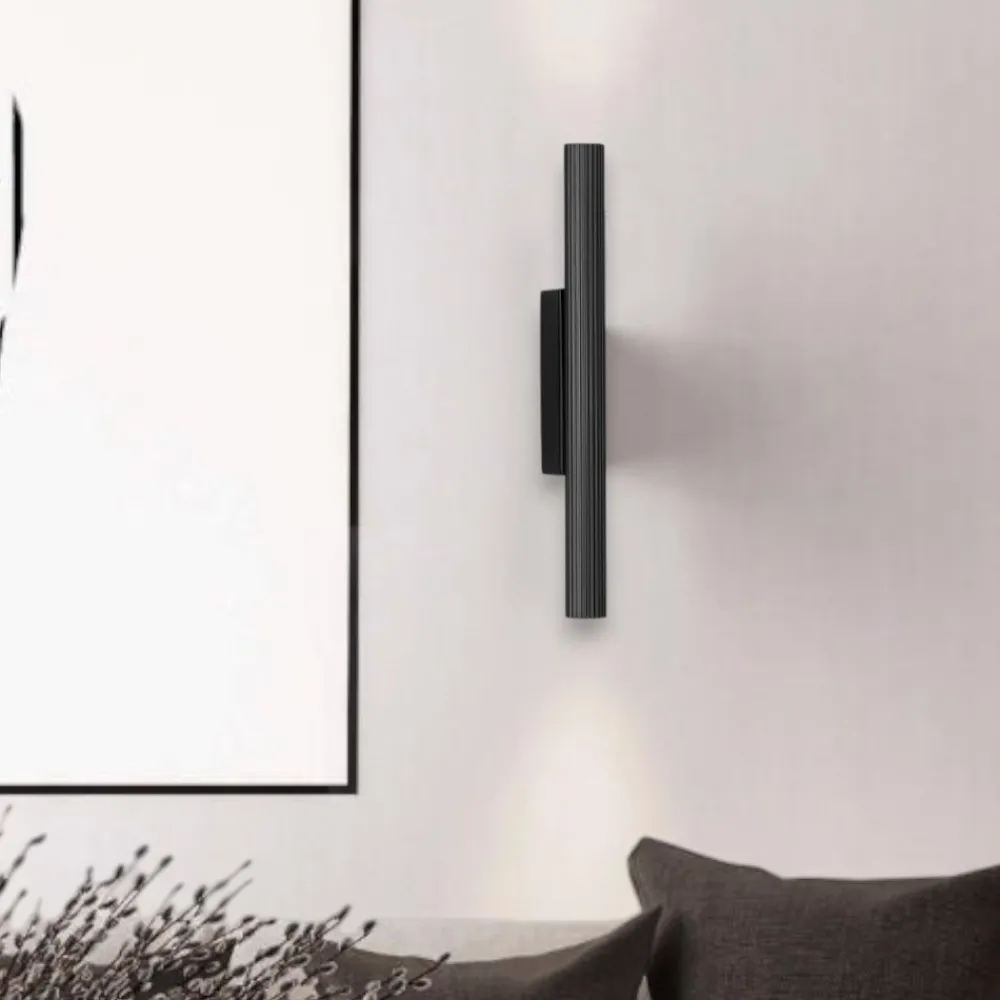 Applique Da Parete-Selezionato da Mazzolaluce Applique moderna cilindro rigato nero led 11w 3000k biemissione