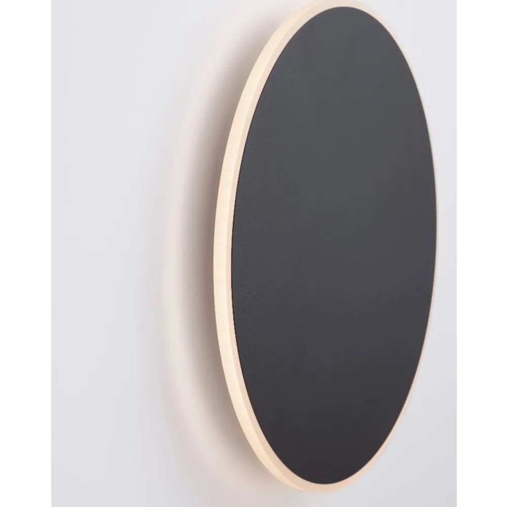 Applique Da Parete-Selezionato da Mazzolaluce Applique moderna 30cm rotonda disco nero led 20w 3000k
