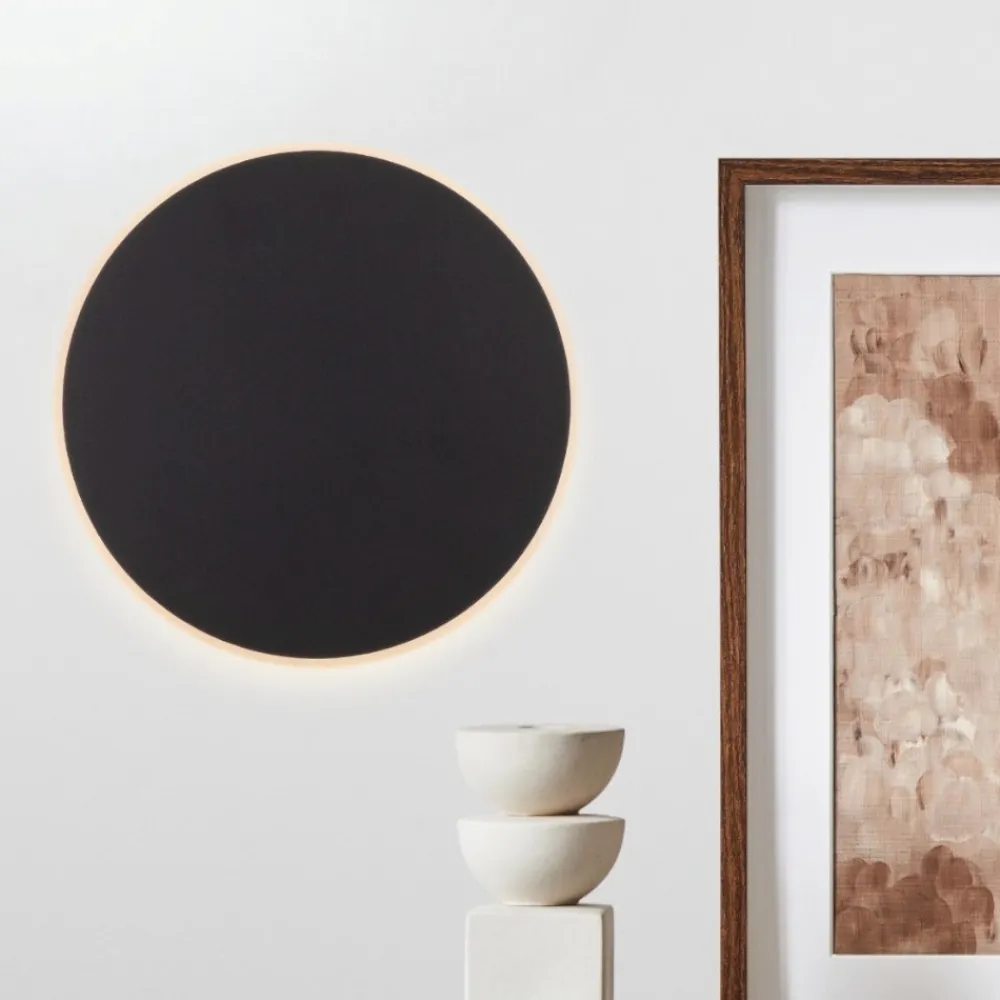 Applique Da Parete-Selezionato da Mazzolaluce Applique moderna 30cm rotonda disco nero led 20w 3000k