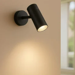 Applique Da Parete-IsyLuce Applique moderna con cilindro nero da soffitto orientabile