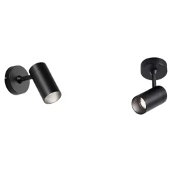 Applique Da Parete-IsyLuce Applique moderna con cilindro nero da soffitto orientabile