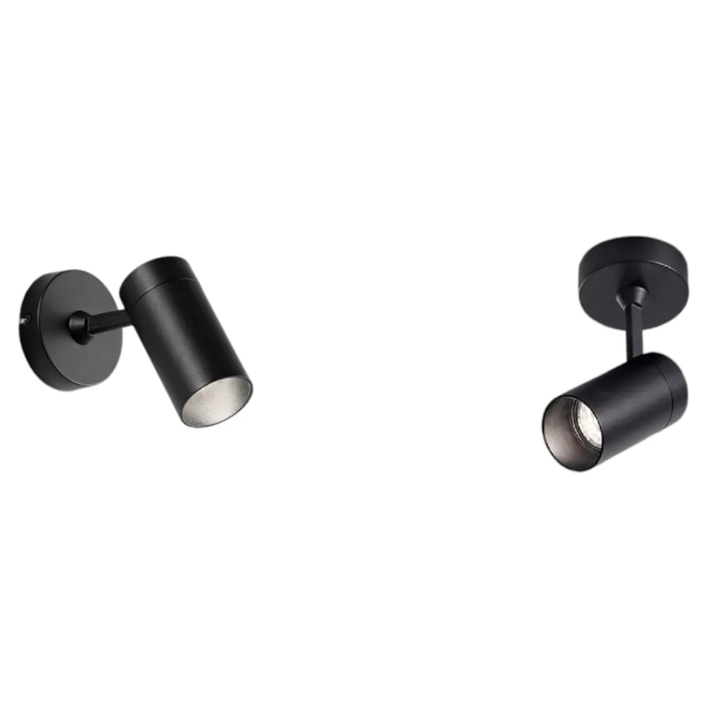 Applique Da Parete-IsyLuce Applique moderna con cilindro nero da soffitto orientabile