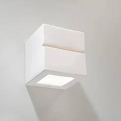 Applique Da Parete-Selezionato da Mazzolaluce Applique moderna cubo di gesso bianco pitturabile per interni