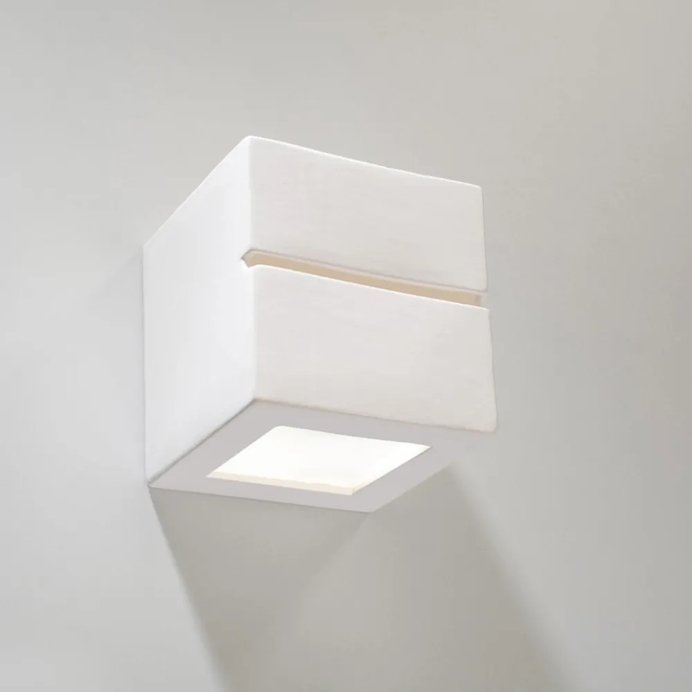 Applique Da Parete-Selezionato da Mazzolaluce Applique moderna cubo di gesso bianco pitturabile per interni