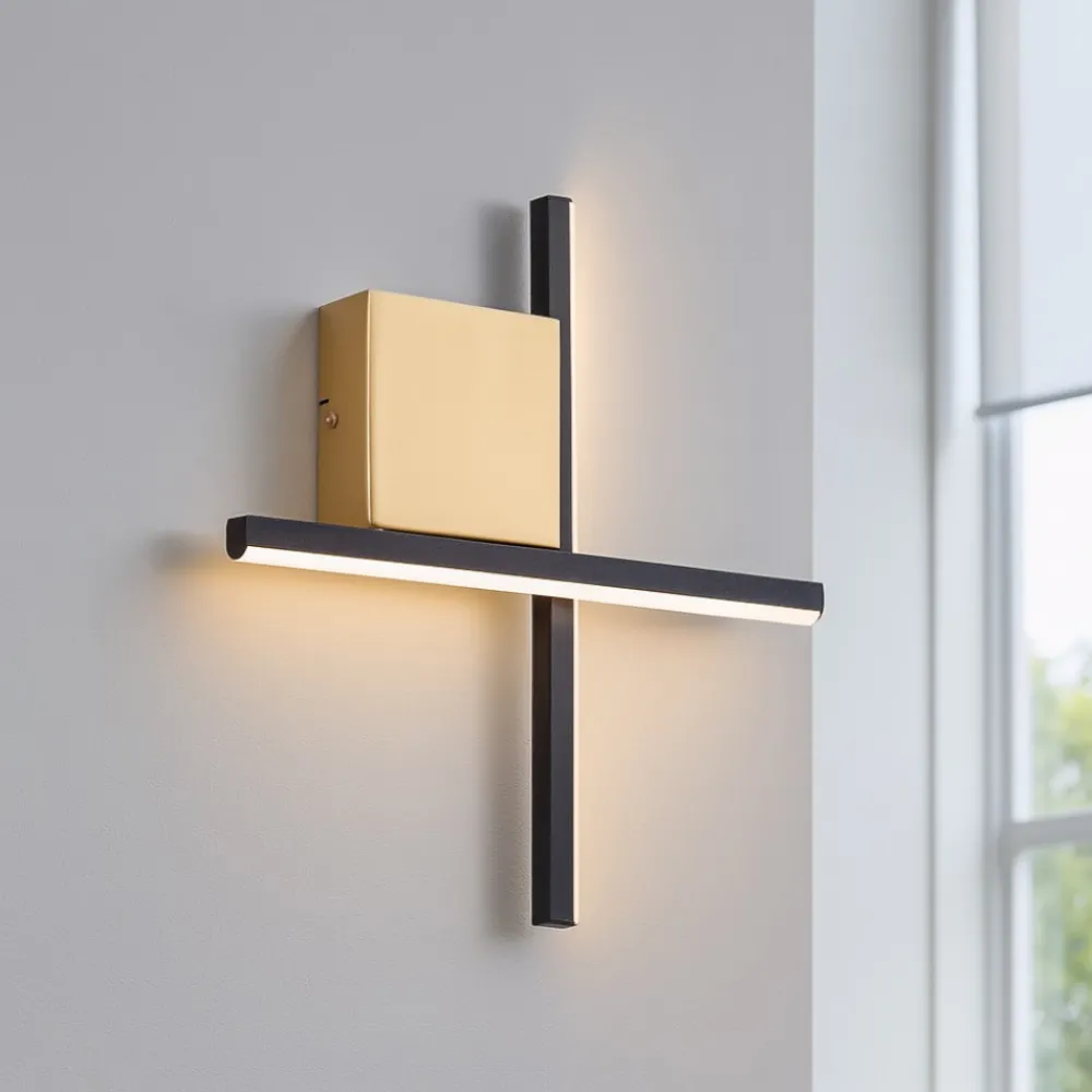 Applique Da Parete-Selezionato da Mazzolaluce Applique moderna design nero oro led 10w 3000k