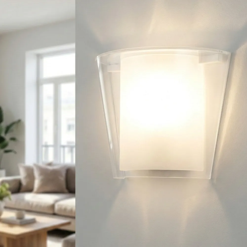 Applique Da Parete-Fabas Luce Applique moderna di vetro trasparente curvo viki