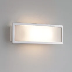 Applique Da Parete-Selezionato da Mazzolaluce Applique moderna in vetro bianco lucido cornice metallo cromato