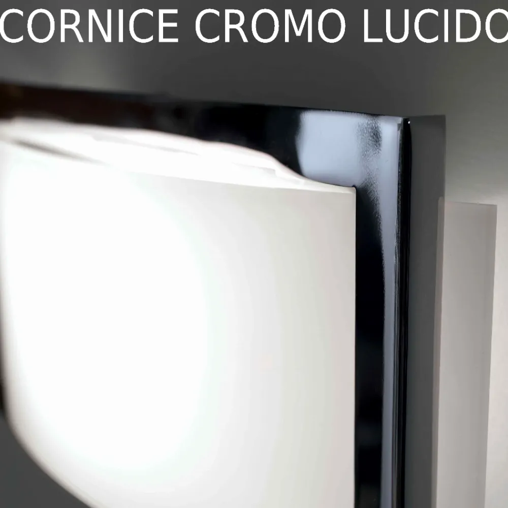 Applique Da Parete-Selezionato da Mazzolaluce Applique moderna in vetro bianco lucido cornice metallo cromato