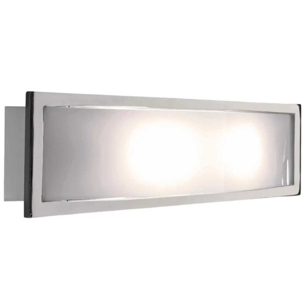 Applique Da Parete-Selezionato da Mazzolaluce Applique moderna in vetro bianco lucido cornice metallo cromato