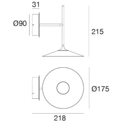 Applique Da Parete-Linea Light Applique moderna led 3000k rame poe