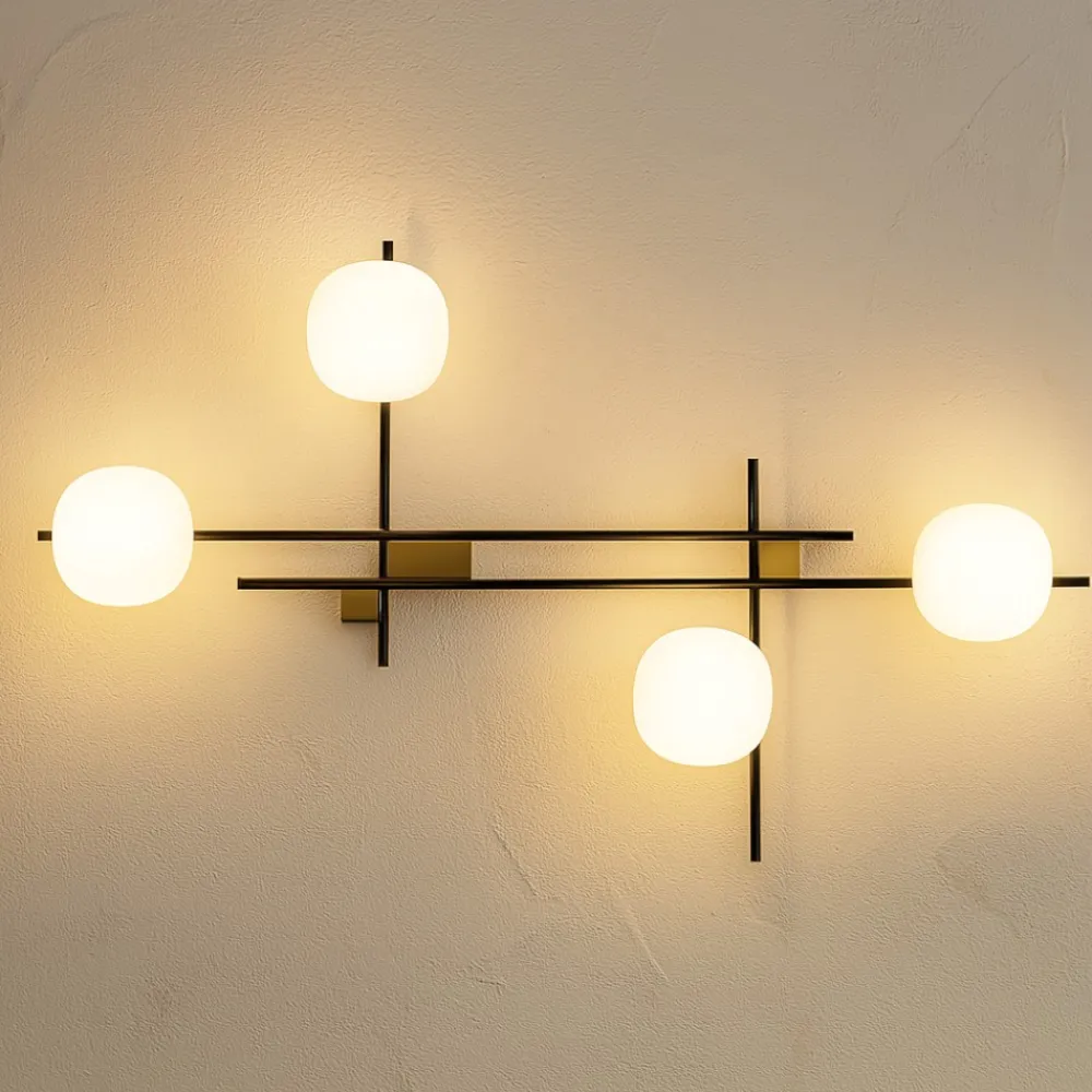 Applique Da Parete-Miloox Applique moderna lingotto nero oro