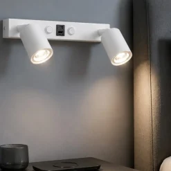 Applique Camera Da Letto-Selezionato da Mazzolaluce Applique multifunzione bianco con interruttori presa usb per comodini camera da letto