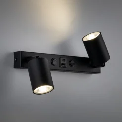 Applique Camera Da Letto-Selezionato da Mazzolaluce Applique multifunzione con interruttori presa usb nero per comodini camera da letto