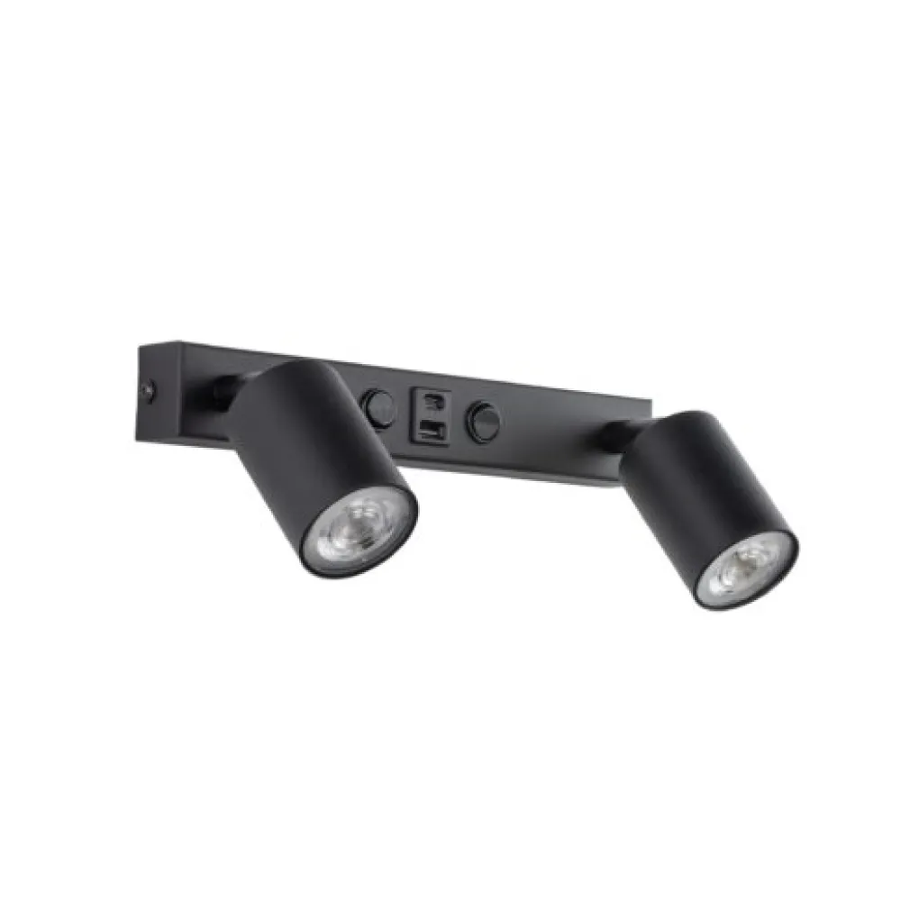 Applique Camera Da Letto-Selezionato da Mazzolaluce Applique multifunzione con interruttori presa usb nero per comodini camera da letto