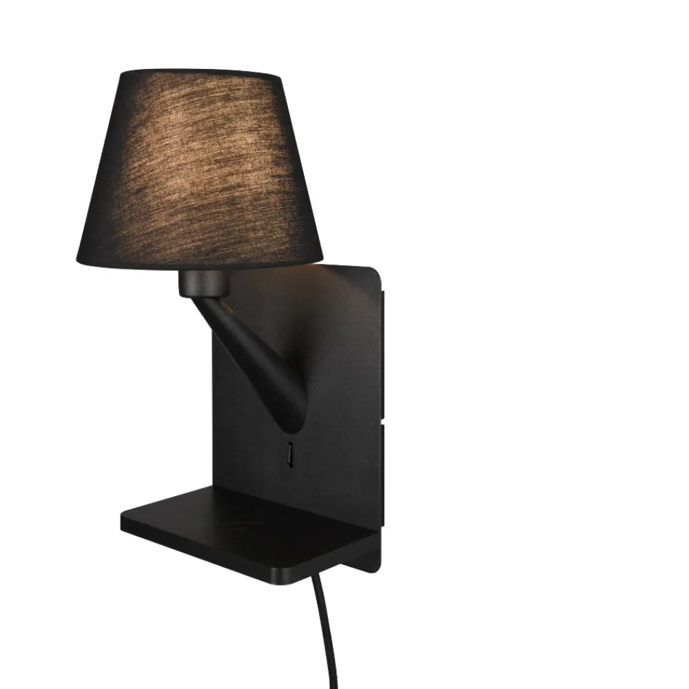 Applique Camera Da Letto-Selezionato da Mazzolaluce Applique multifunzione nero per camera da letto da comodino con base ricarica
