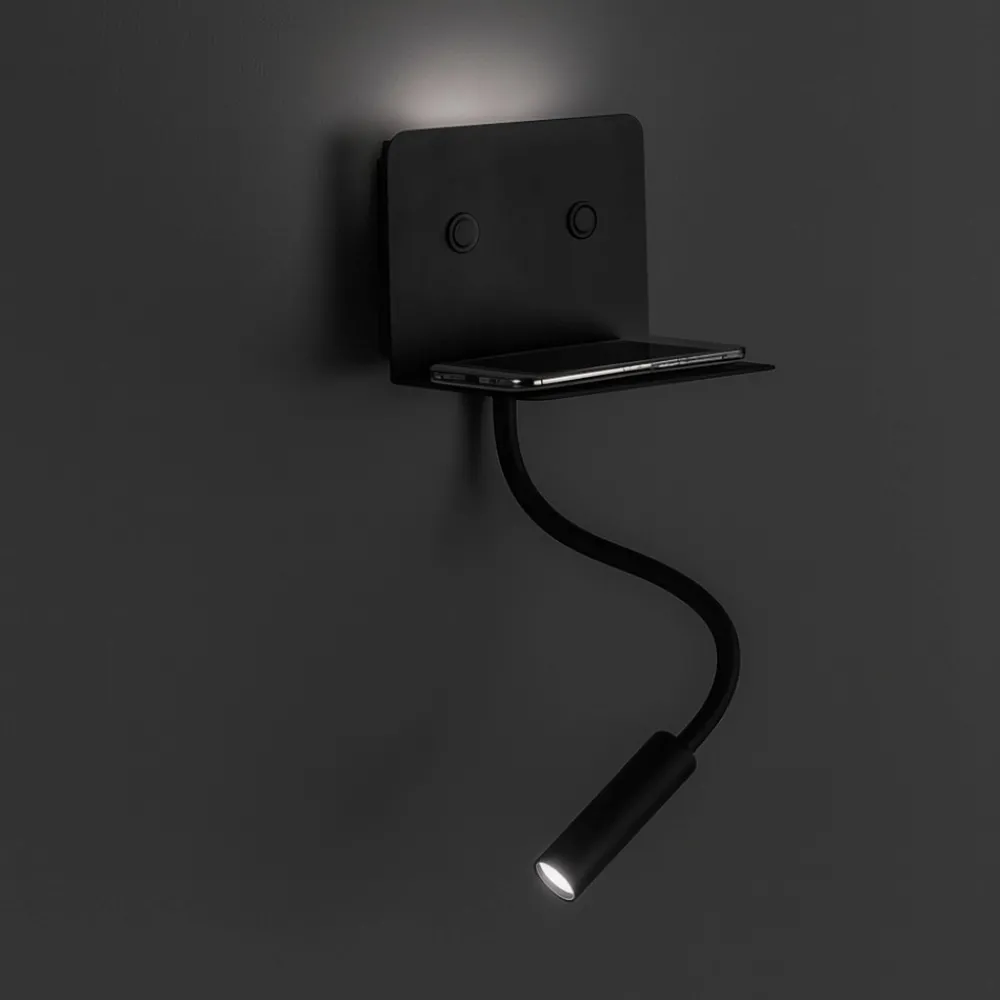 Applique Camera Da Letto-Perenz Illuminazione Applique multifunzione per camera da letto nero level