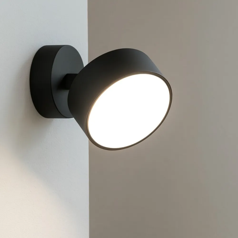 Applique Da Parete-Top Light Applique nera con spot orientabile da parete toplight