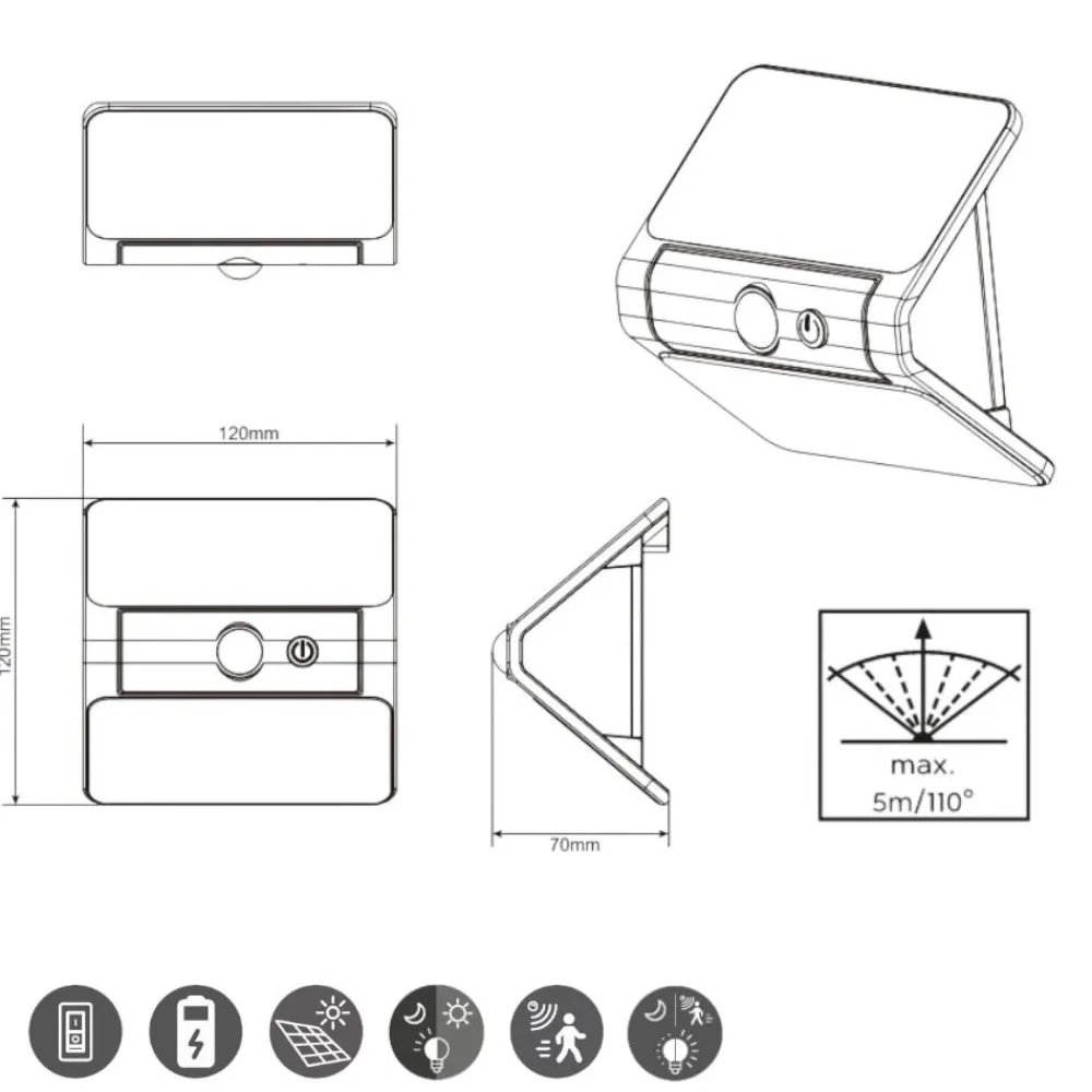 Applique Da Esterno-Selezionato da Mazzolaluce Applique nera da esterno led 2,5w sensore di movimento