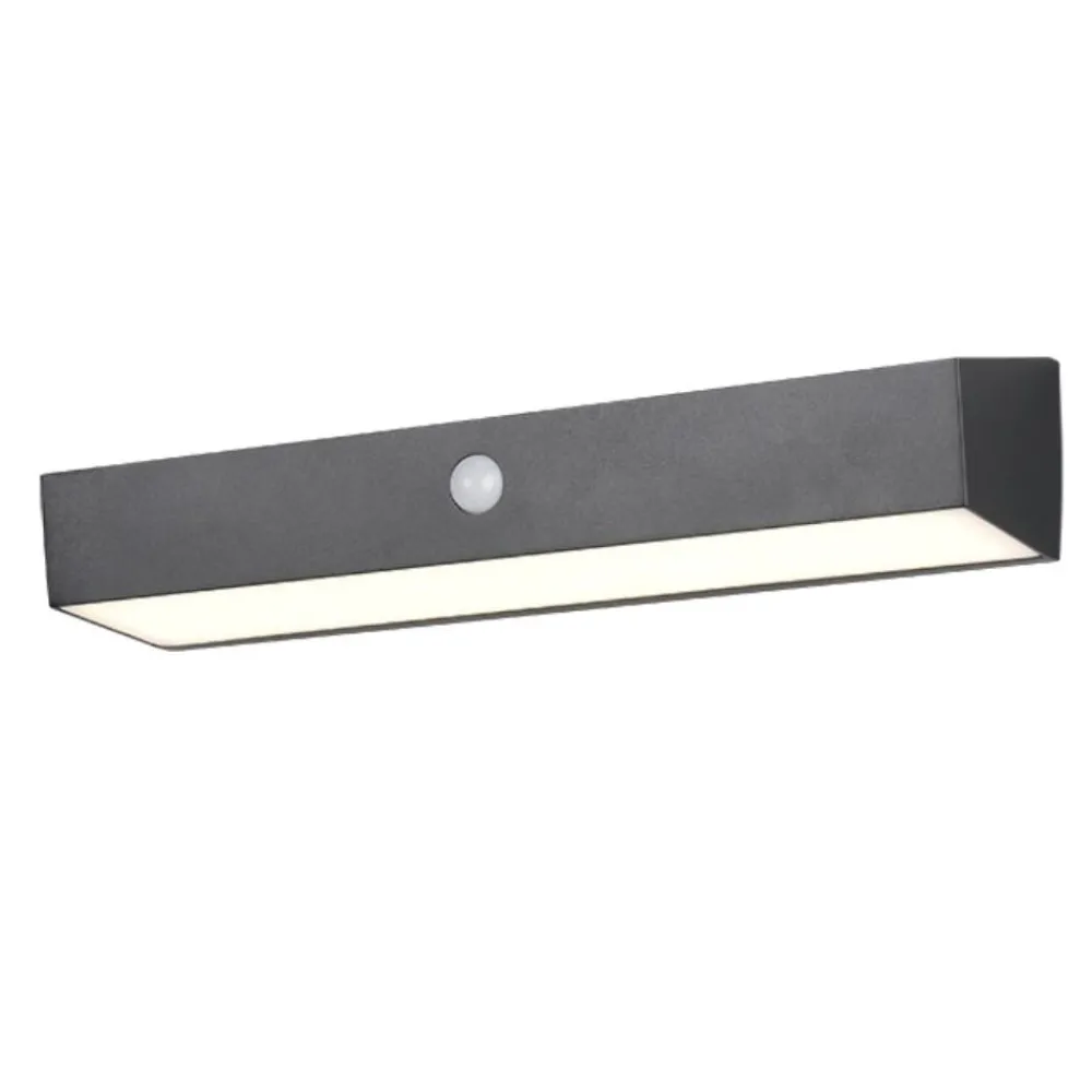 Applique Da Esterno-Selezionato da Mazzolaluce Applique nera da esterno luce solare ibrido con sensore di movimento crepuscolare